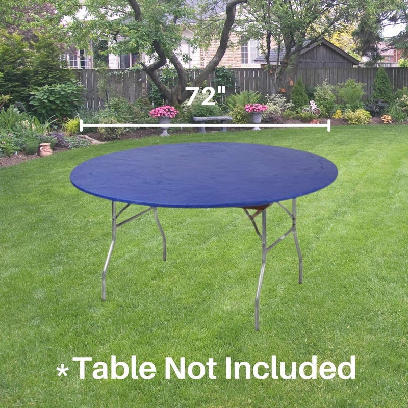 Kwik-Covers 72" Round Fitted Plastic Table Covers, Bundle of 5 (Royal Blue) - Image 4
